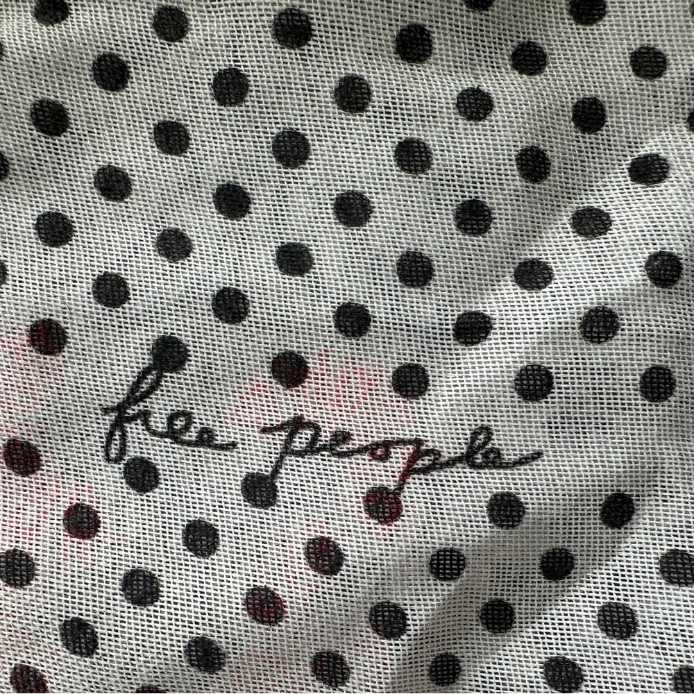 Free People Gauzy Floral Cotton Market Tote Bag Pink Black - Picture 2 of 7